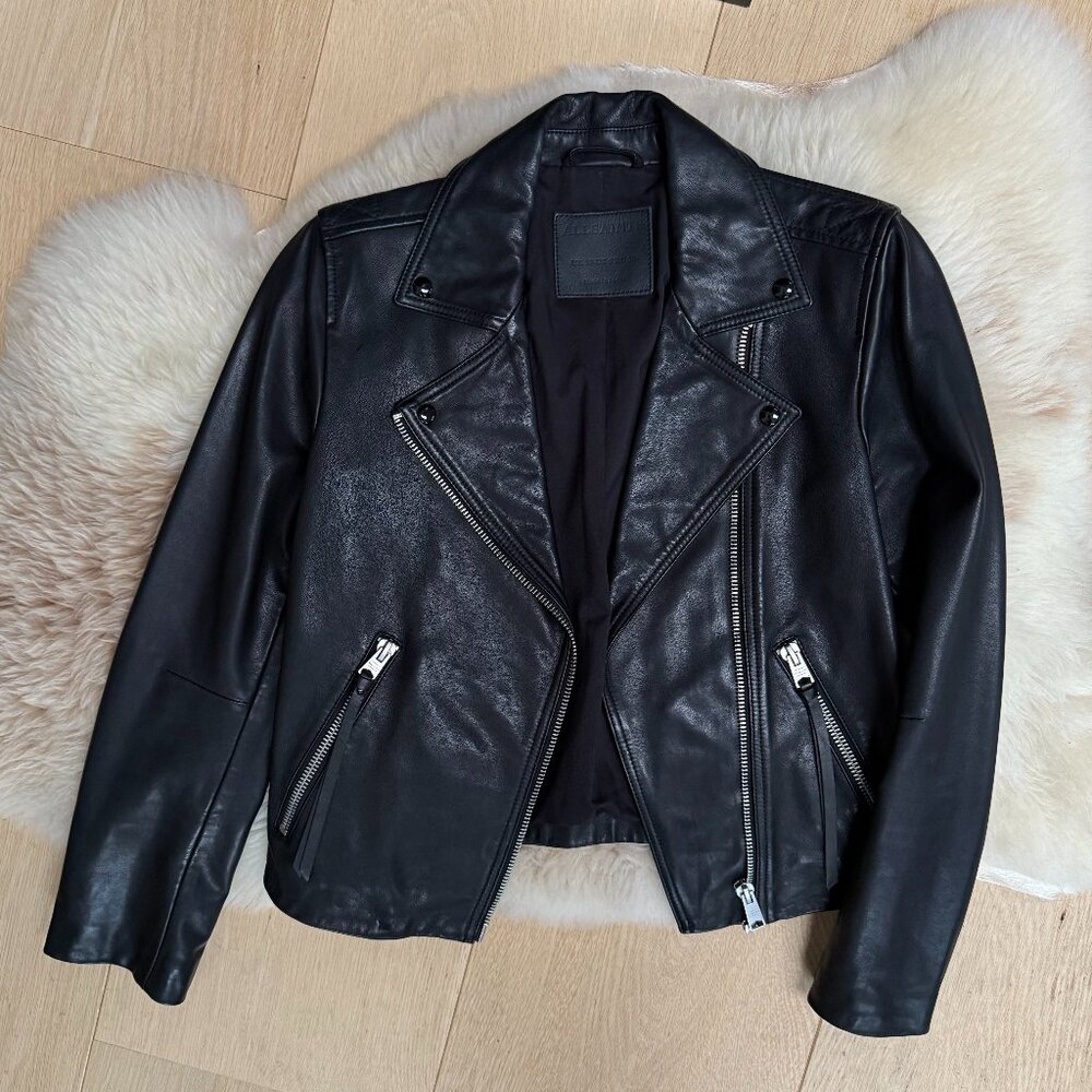 AllSaints Black Leather Biker Jacket